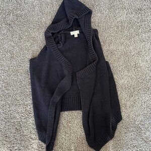 Michael Kors Knit Sweater Womens S Black Sleeveless Open Front Drape Cardigan